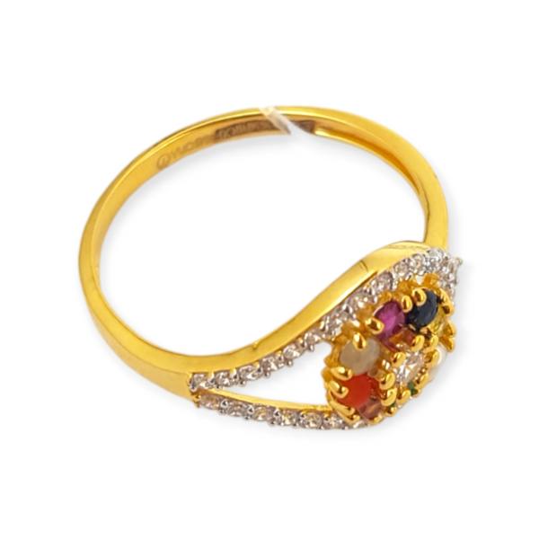 Fabulous Gold Zerkon Ring with Navratan and Beautiful Design